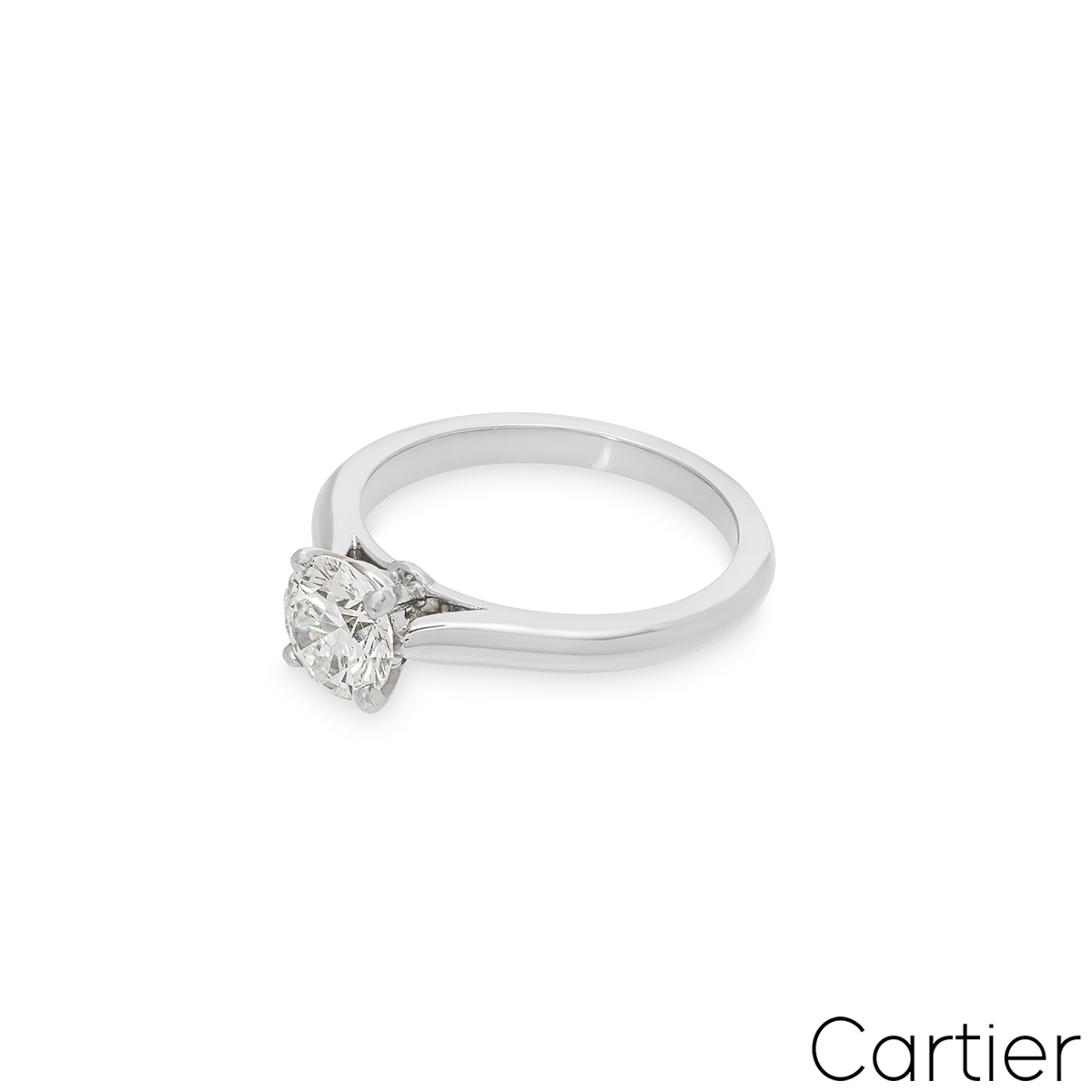 Cartier Platinum Round Brilliant Cut Diamond Solitaire 1895 Ring 1.21ct F/VVS1 XXX